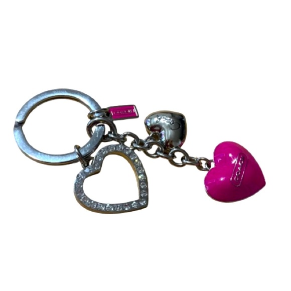 Coach Puffy Pink and Silver Hearts  Keychain, NWOT - Picture 5 of 6